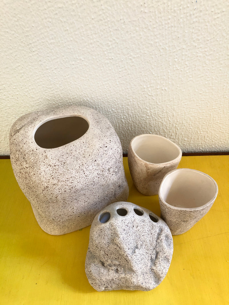 Vintage Faux Stone Ceramic Bathroom Set