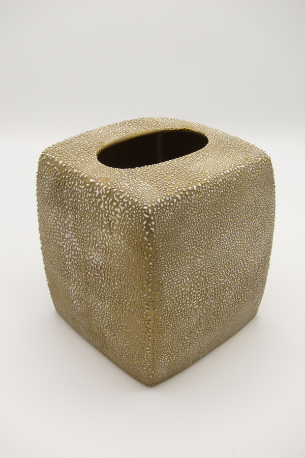 vintage gold ceramic tissue box cover