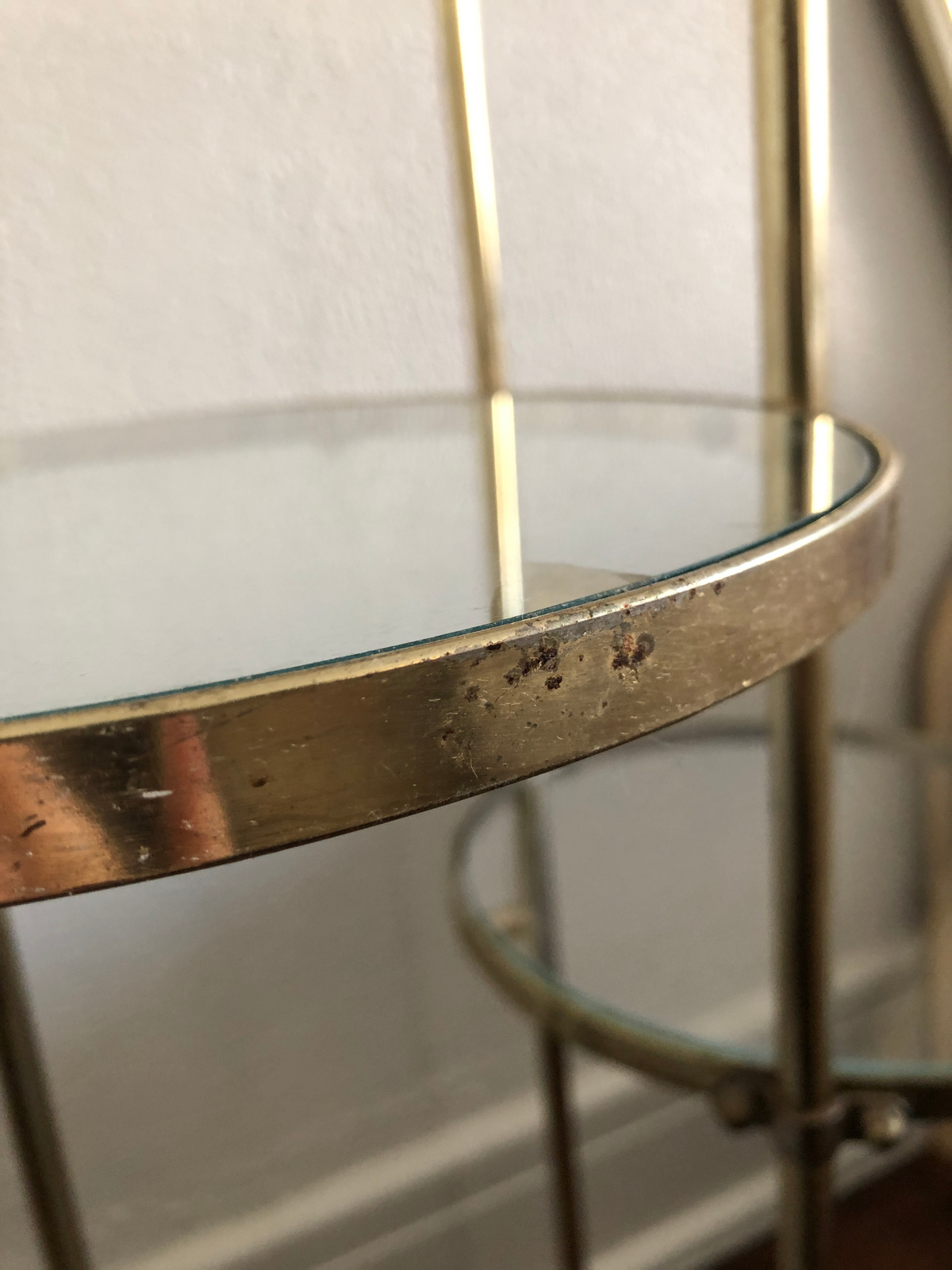 Vintage 1960s Brass and Glass Plant Stand