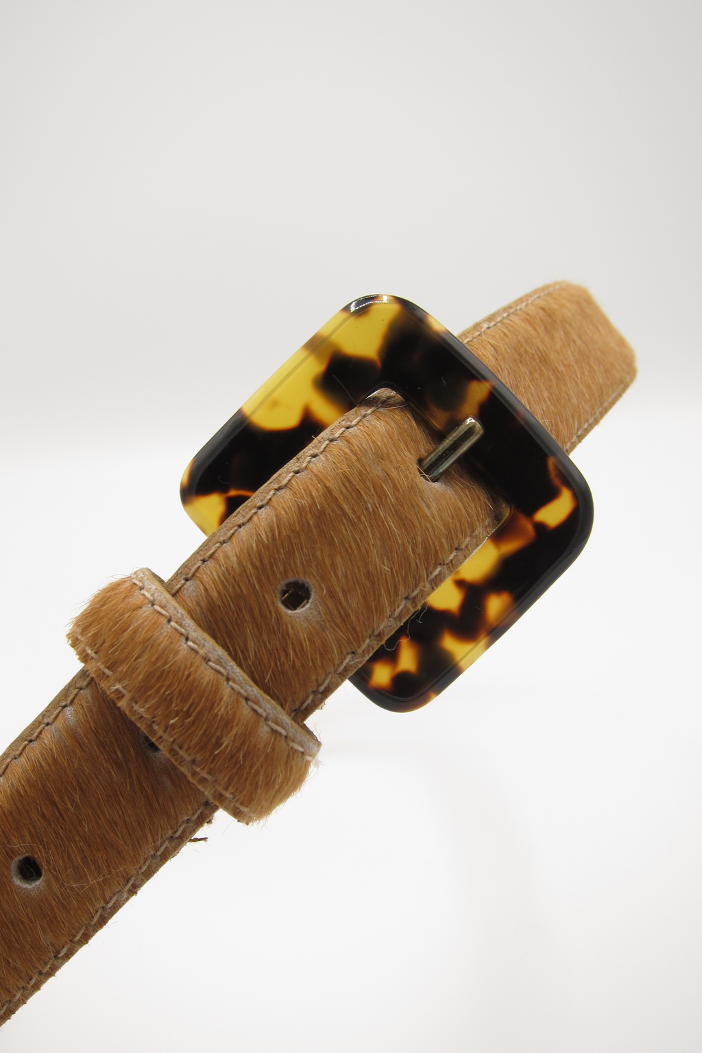 vintage calf hair belt tortoise buckle