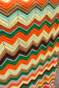 Vintage multicolor chevron crochet blanket