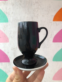 Multicolor vintage espresso demitasse cups black