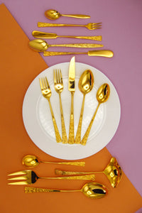 Vintage Gold-Plated Floral Flatware
