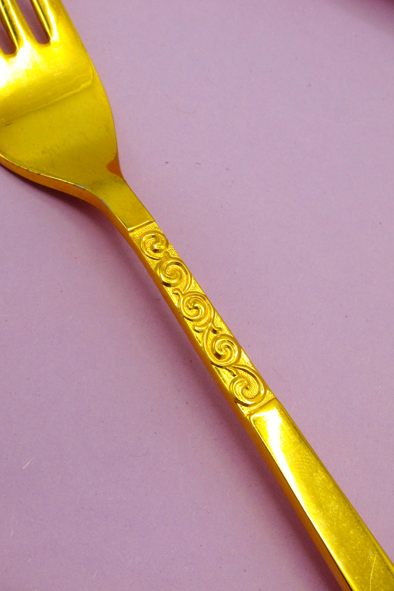 Vintage Gold-Plated Spiral Flatware Set