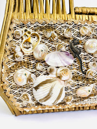 Vintage Seashell and Rattan Bag