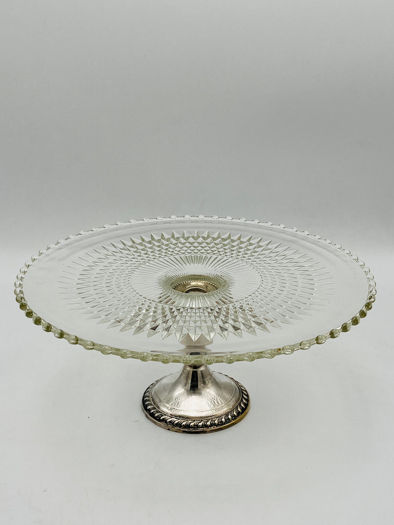 Vintage Glass & Silver Cake Plate