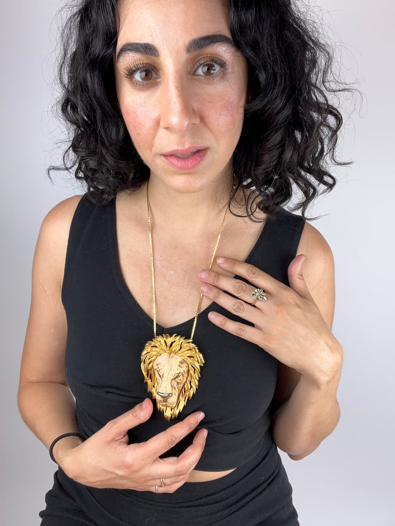 60s Extra Large Lion Head Necklace