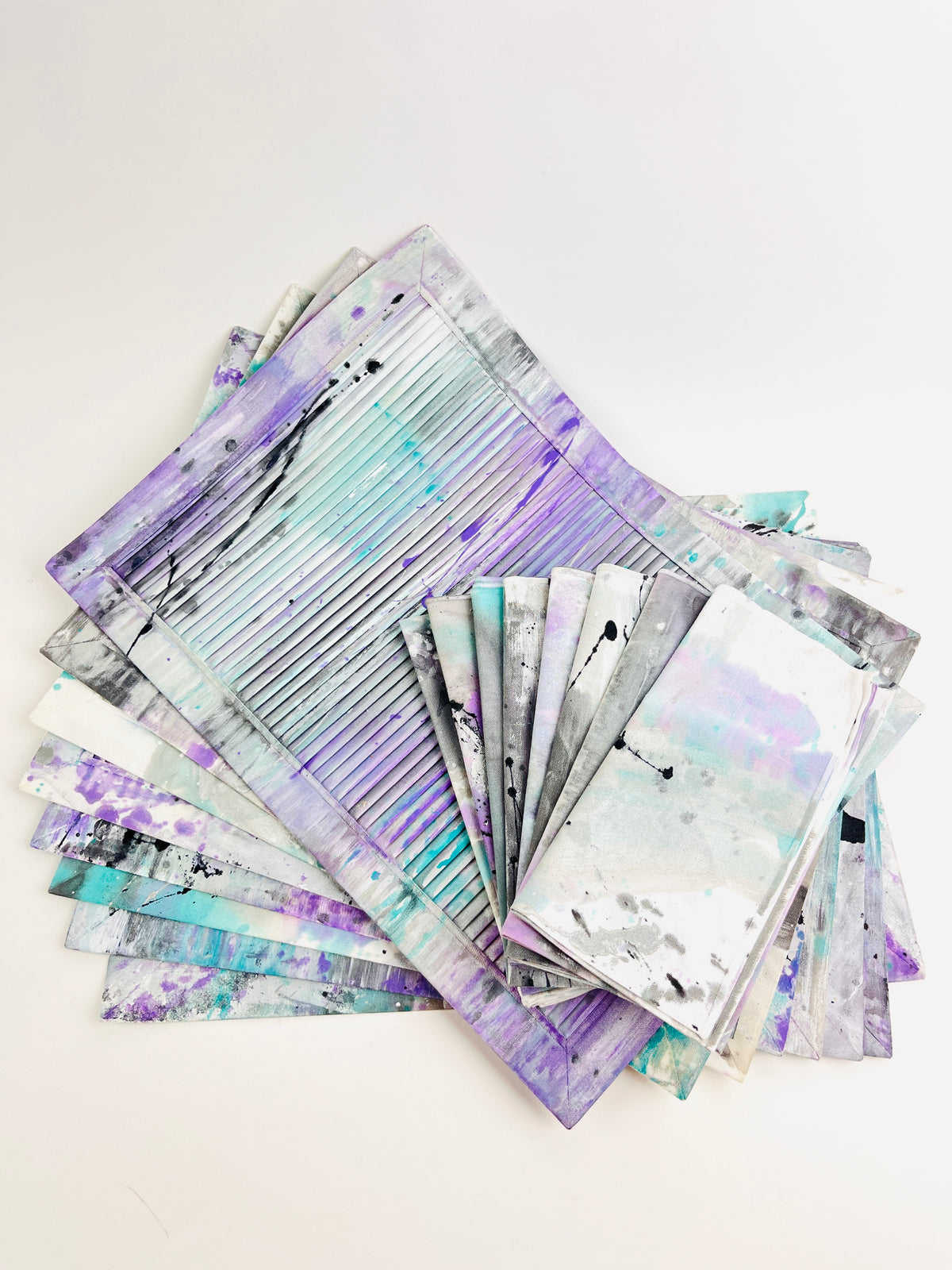 Postmodern Hand-Painted Placemats & Napkins - 16pc