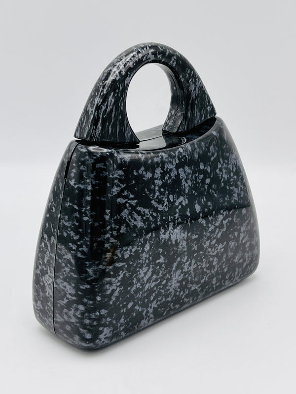 Vintage Grey and Black Speckled Lucite Purse