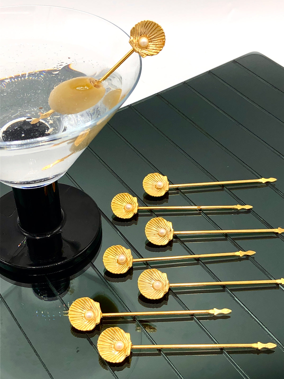 Vintage Gold Plated Shell Cocktail Picks