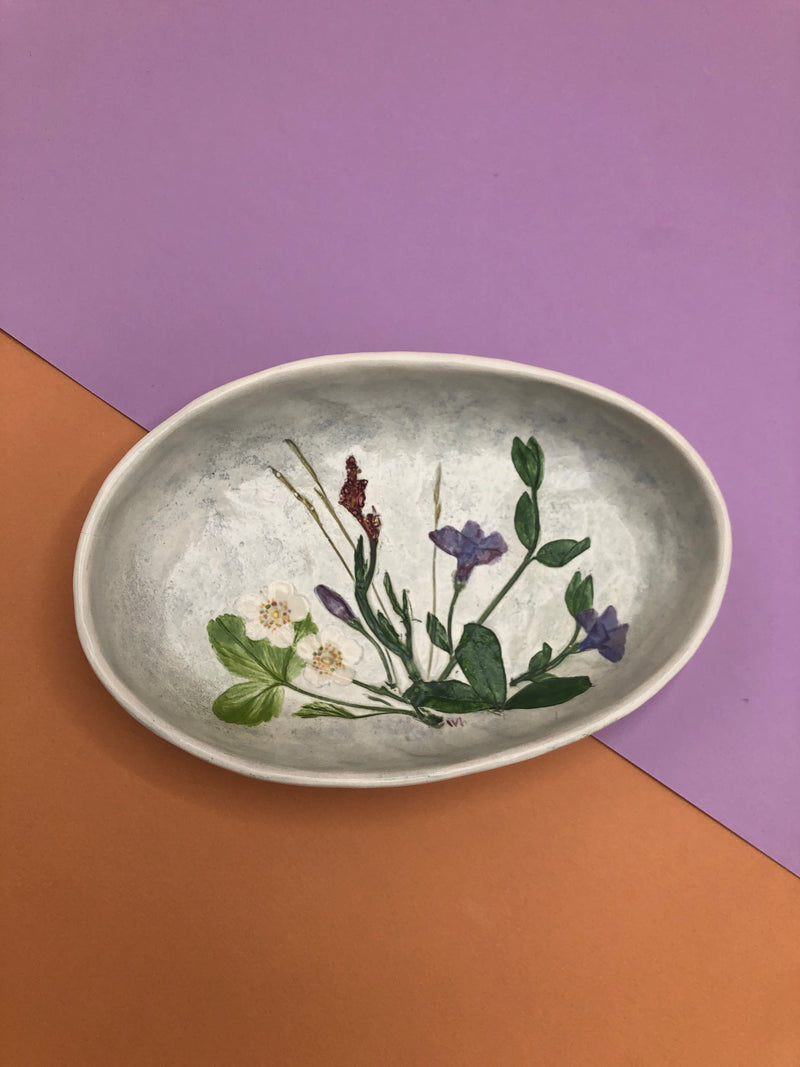 Vintage Handmade Ceramic Floral Dish