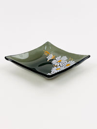 Small Smoked Glass Daisy Dishes - 4pc