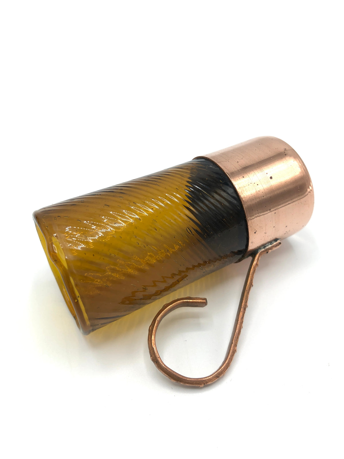 Vintage Amber Glass + Copper Demitasse Cups