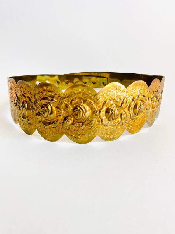 Vintage Brass Floral Belt