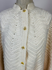 Vintage Crocheted White Poncho