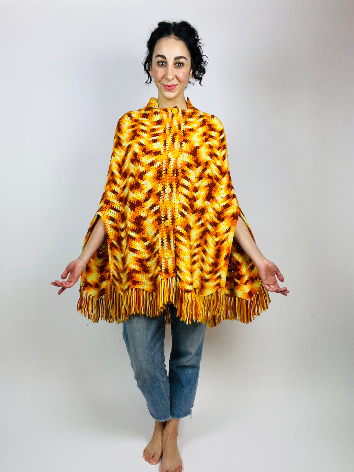Vintage Crocheted Autumnal Poncho