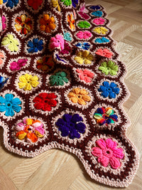 Vintage Floral Crochet Throw Blanket