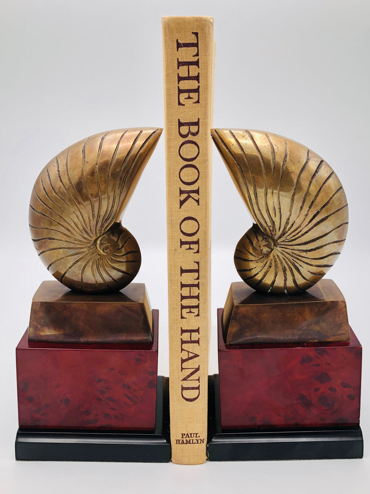 Vintage Bronze Nautilus Shell Bookends