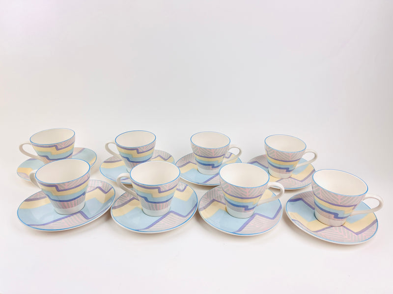 Memphis Style Cup & Saucer Set - 8pc
