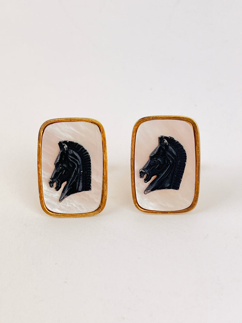 Vintage Mother of Pearl Horse Cufflinks