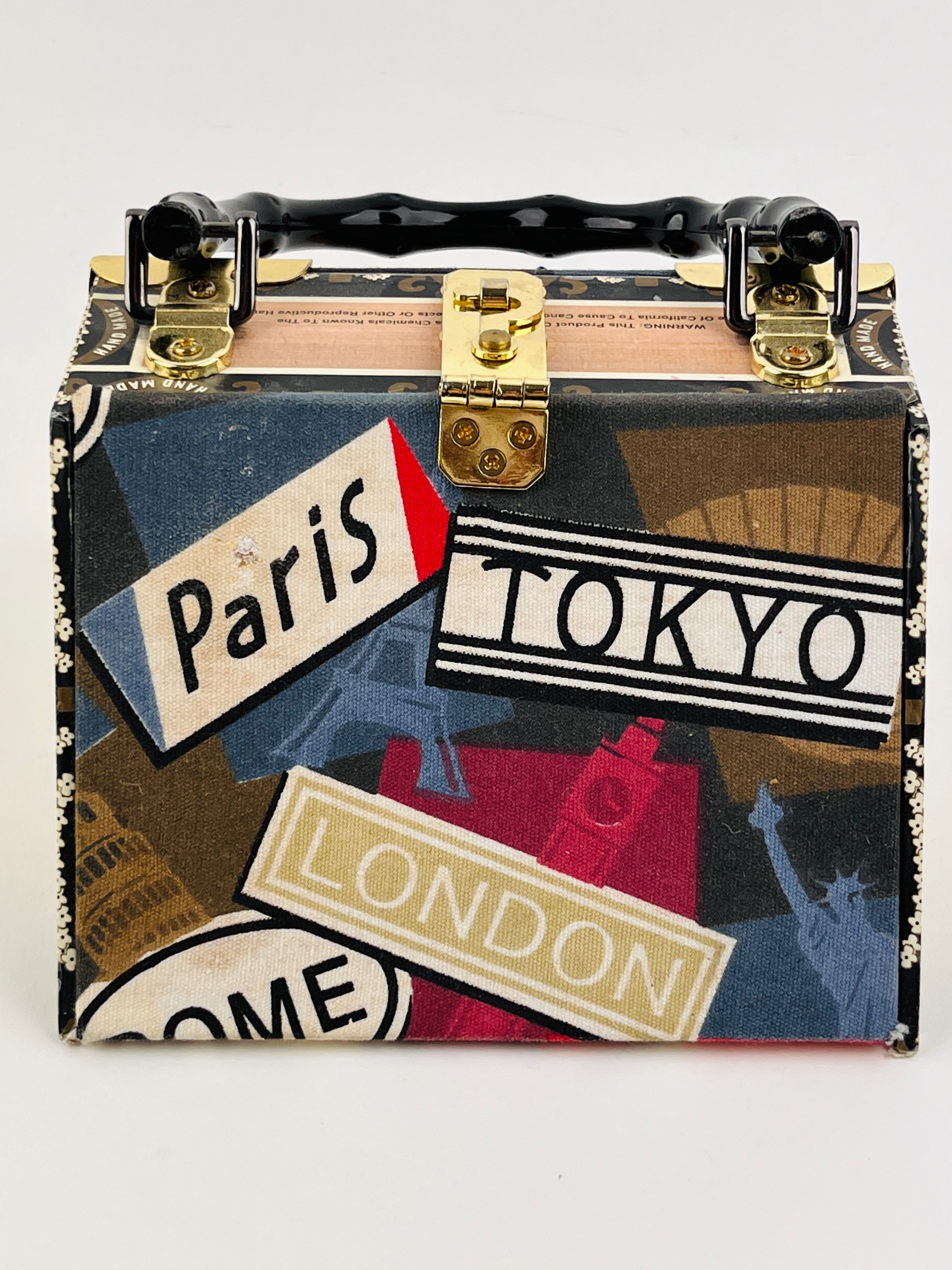 Vintage BIRDS & BUTTERFLIES Wood BOX Purse Handbag ROSES Decoupage VELVET  Lining | eBay