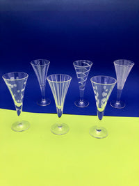 Vintage Etched Glass Champagne Flutes
