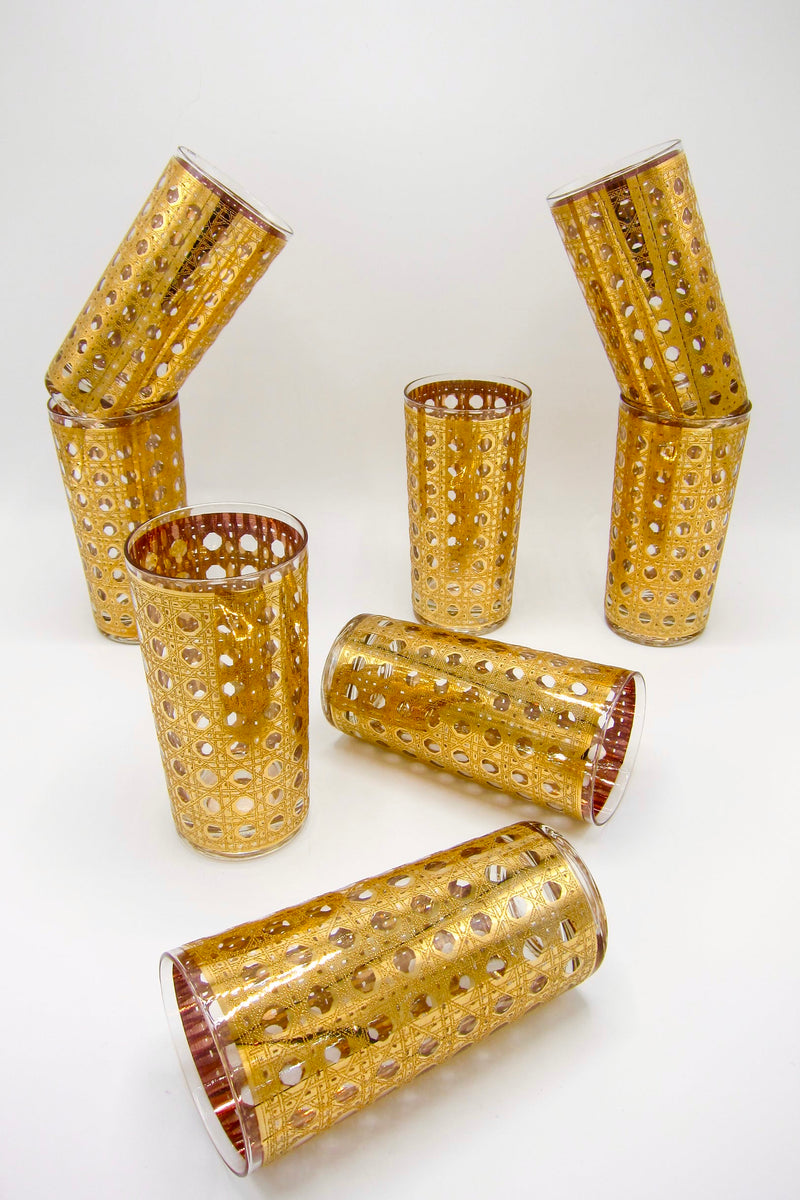 Gold Culver Canella Highball Glasses