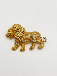 Vintage Rhinestone Lion Brooch