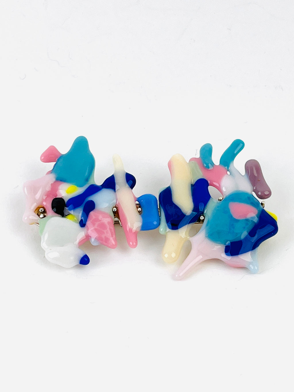 90s Vintage Postmodern Fused Glass Brooch