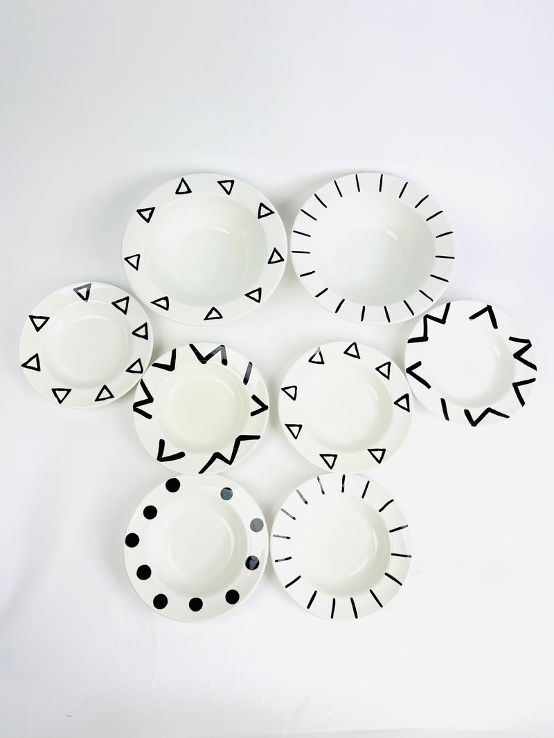 90s vintage postmodern geometric ceramic bowls pier 1 italy