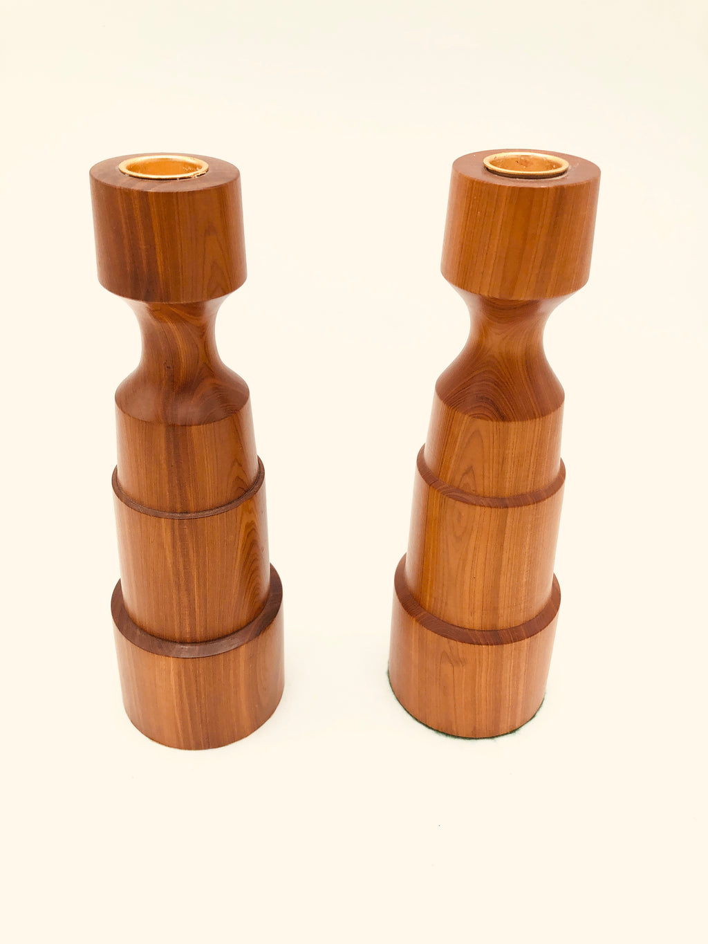 Vintage Juniper Wood Candle Holders