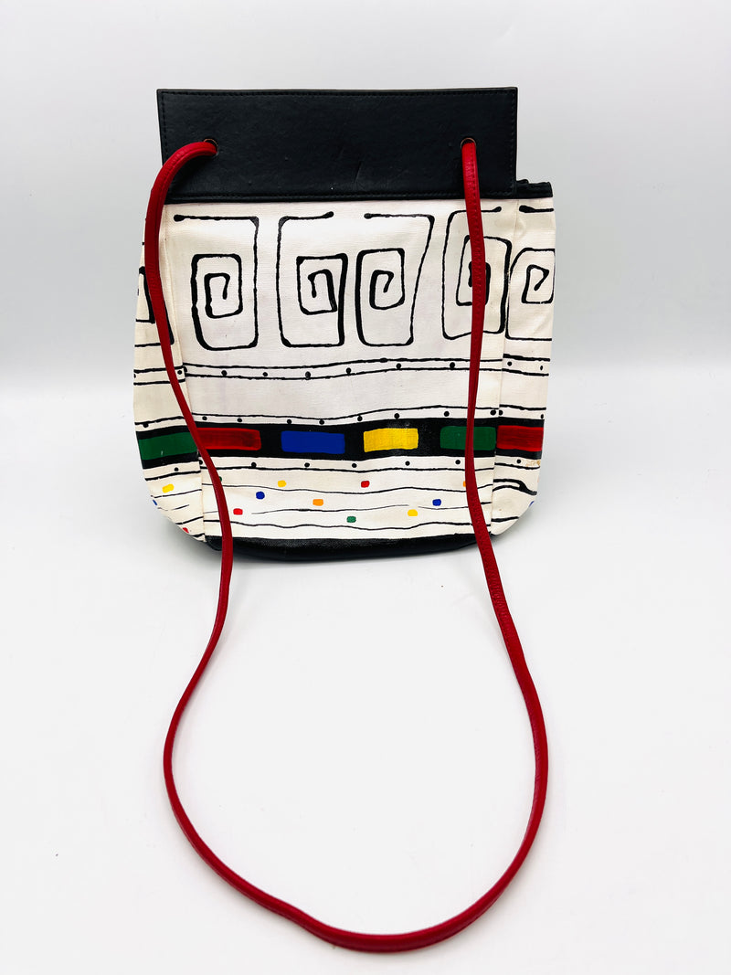 Postmodern Hand-Painted Bucket Bag