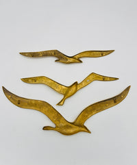 Vintage Brass Seagull Trio Wall Art
