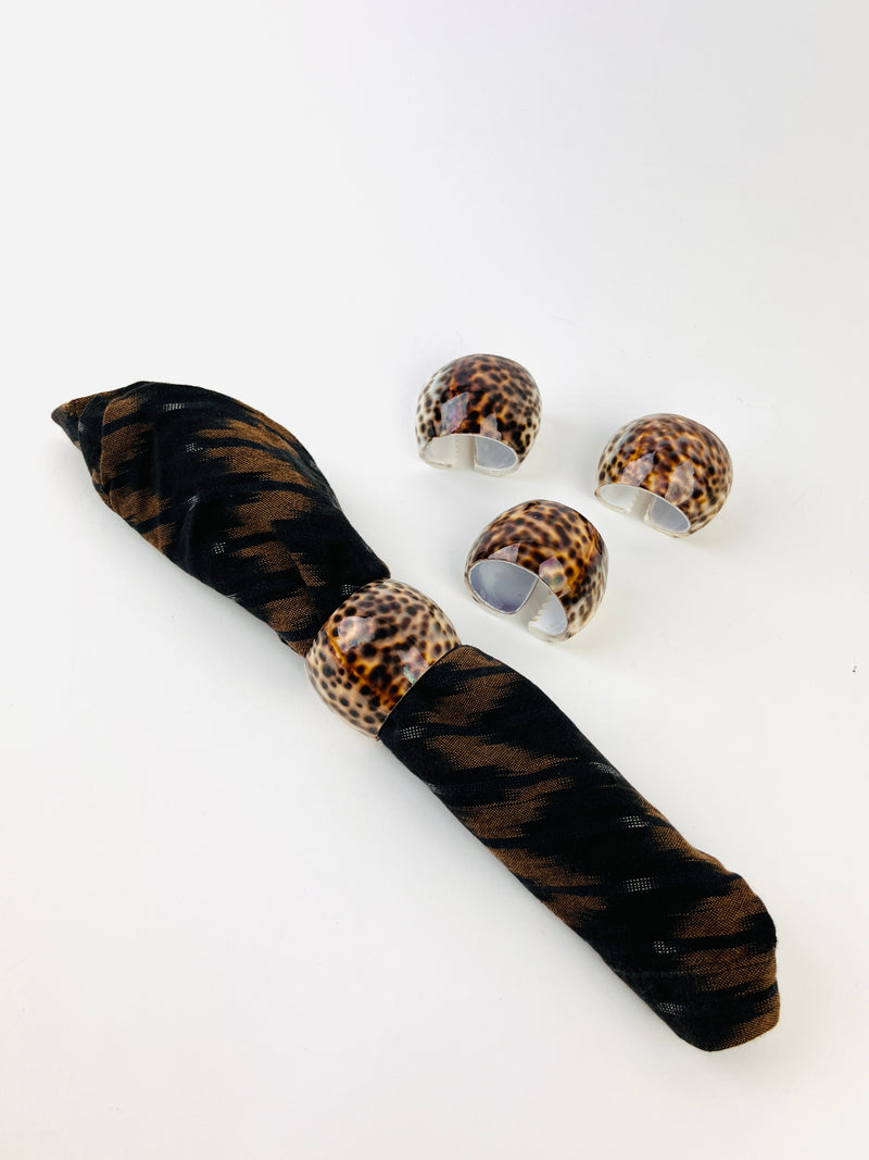 Vintage Tiger Cowrie Napkin Rings