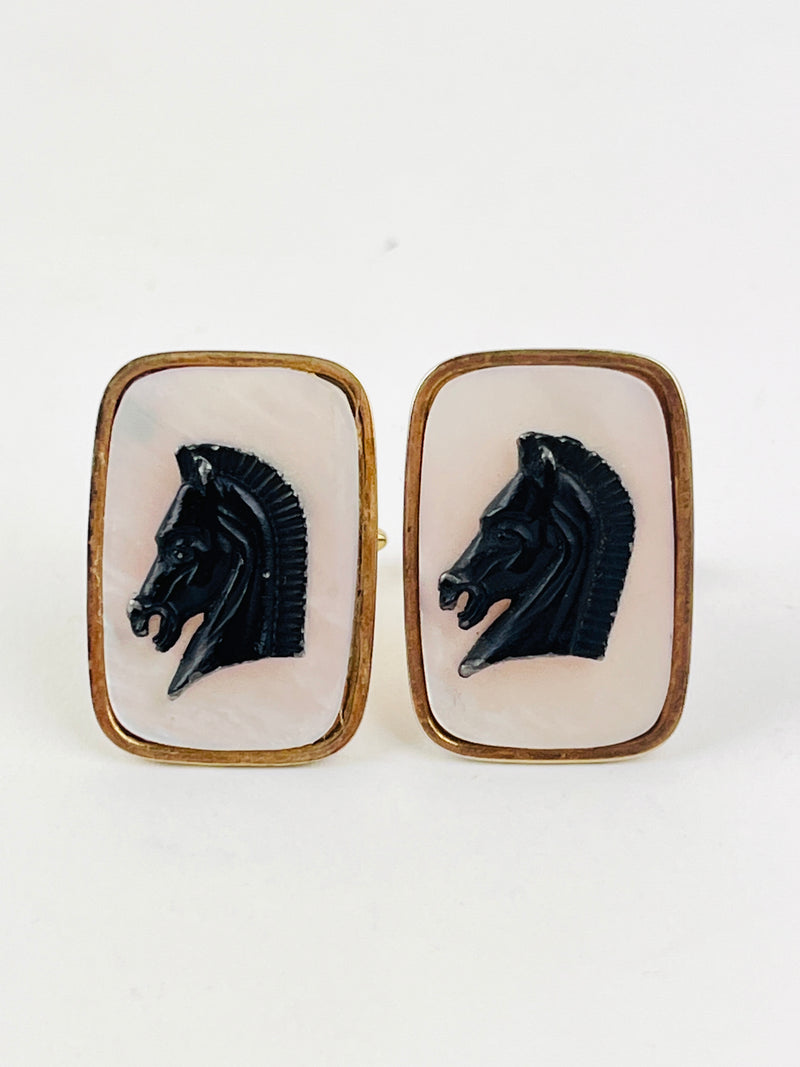 Vintage Mother of Pearl Horse Cufflinks
