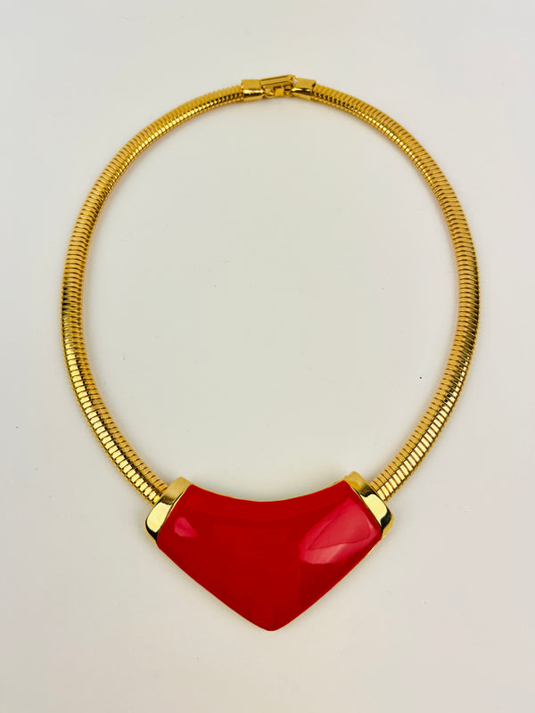 Vintage Red Enamel Necklace