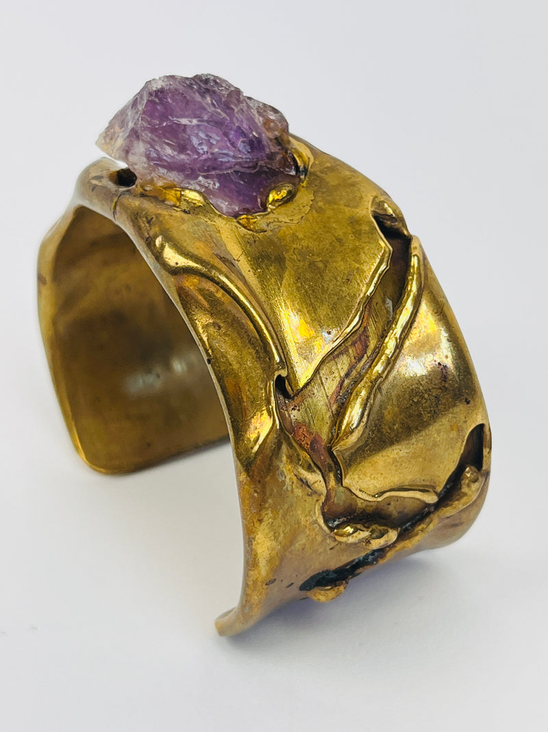 Vintage Brutalist Brass Cuff