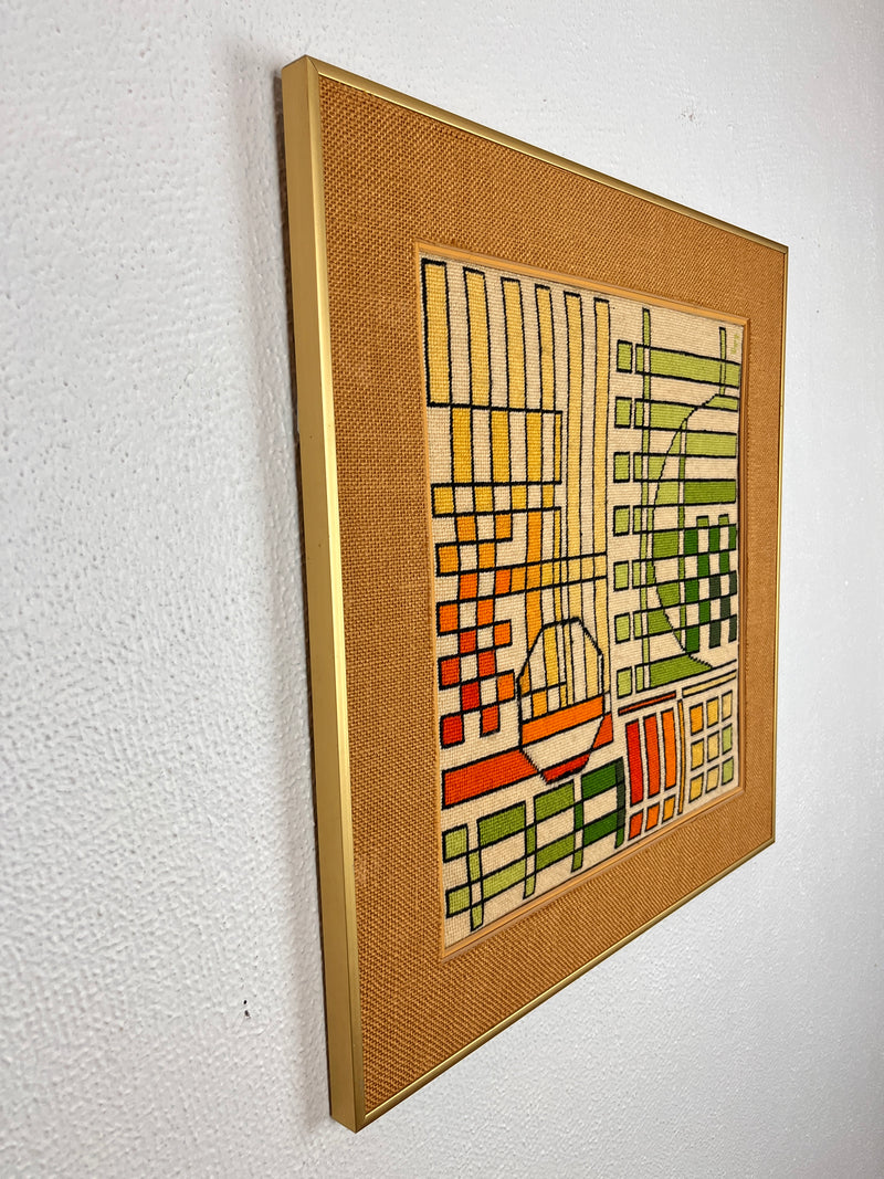 Vintage Geometric Needlepoint Op Art