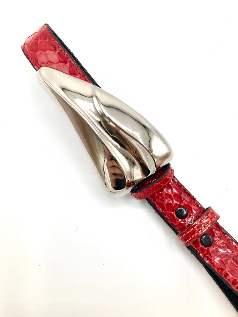 Vintage Red Snakeskin Belt