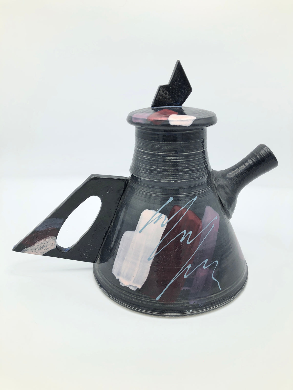 Vintage Postmodern Memphis Era Ceramic Teapot