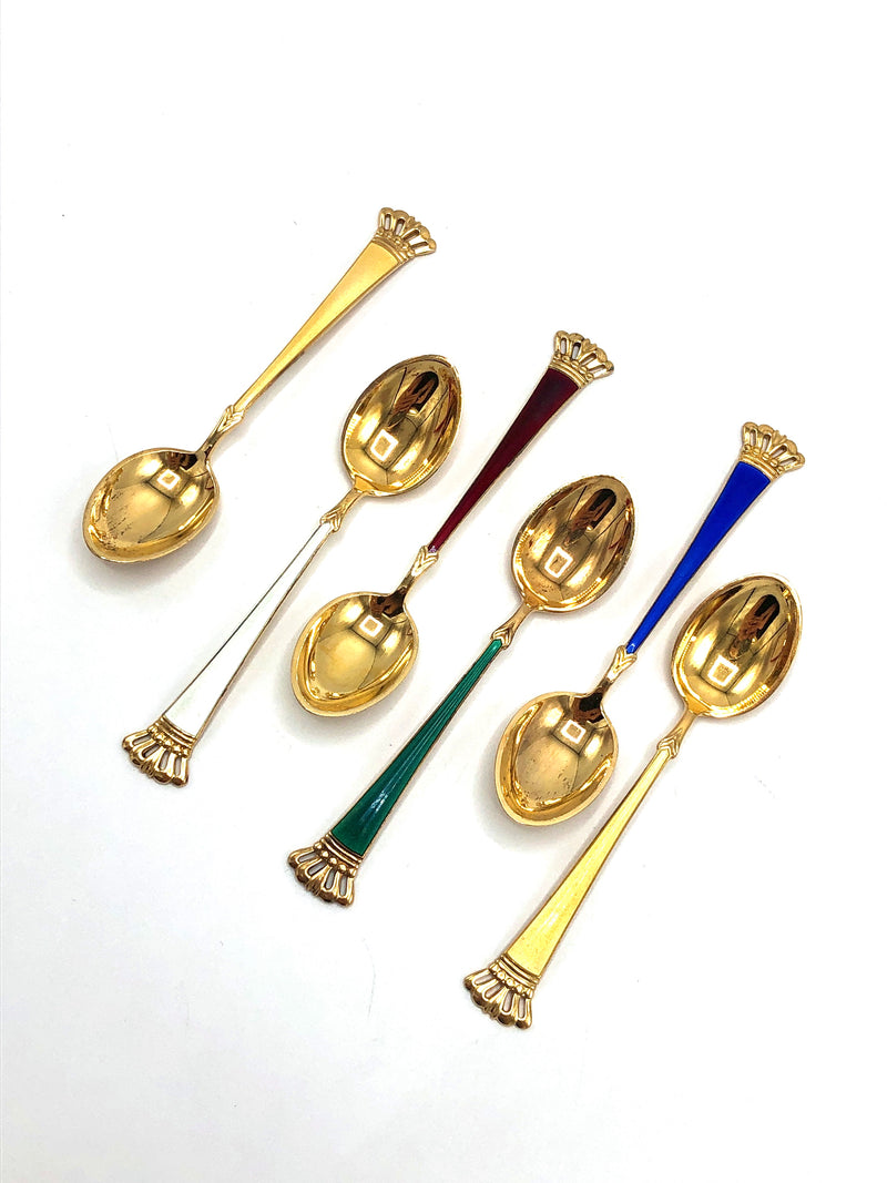 Vintage Gold Vermeil + Enamel Demitasse Spoons