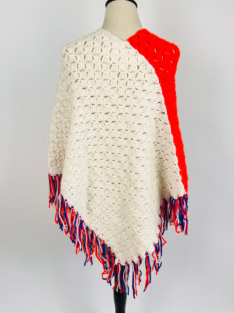 Vintage Colorblock Crocheted Poncho