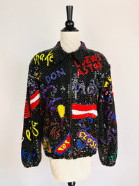 Vintage 90s Times Square New York Sequin Bomber Jacket