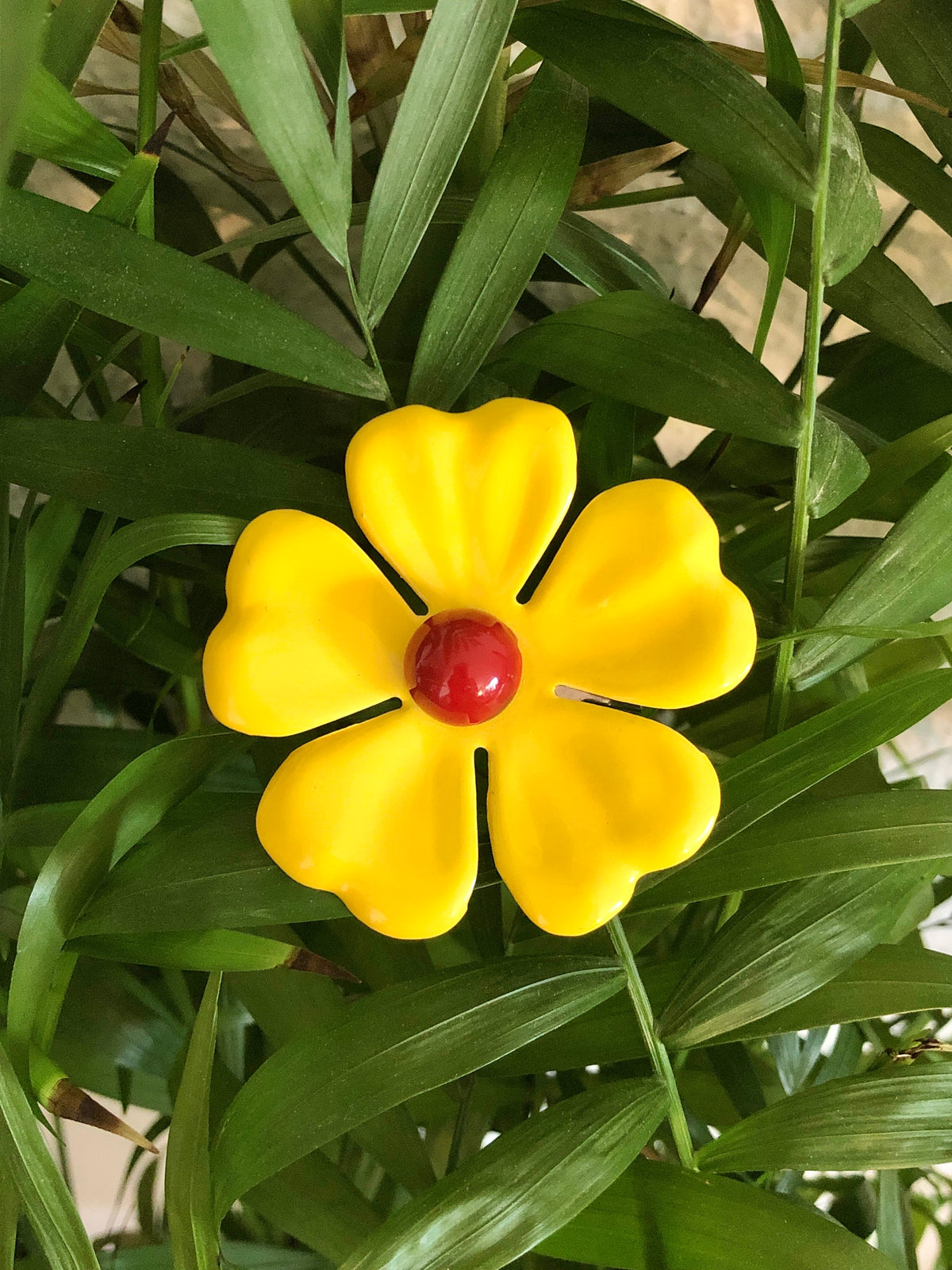 Vintage Enameled Yellow Flower Brooch