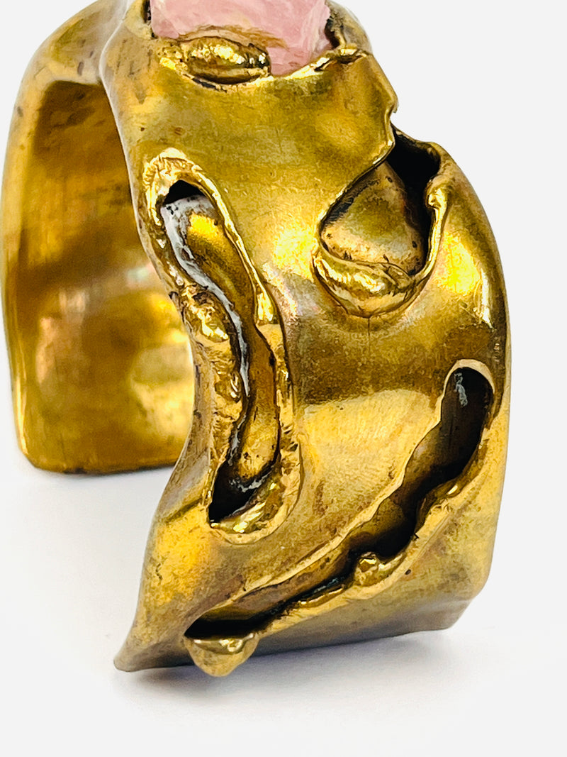 Vintage Brutalist Brass Cuff