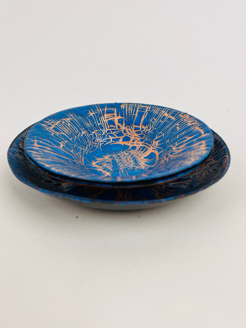 3pc Set of Mid-Century Modern Enameled Copper Bowls