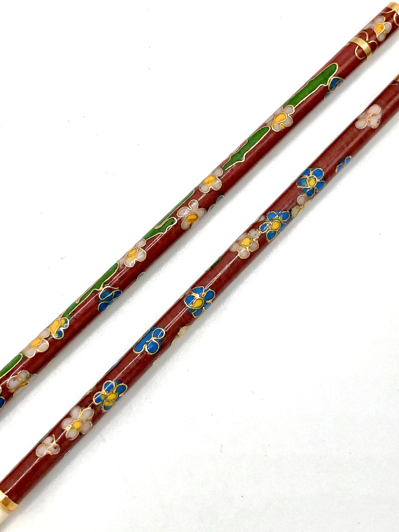 Vintage 1950s Cloisonné Enamel Chopsticks