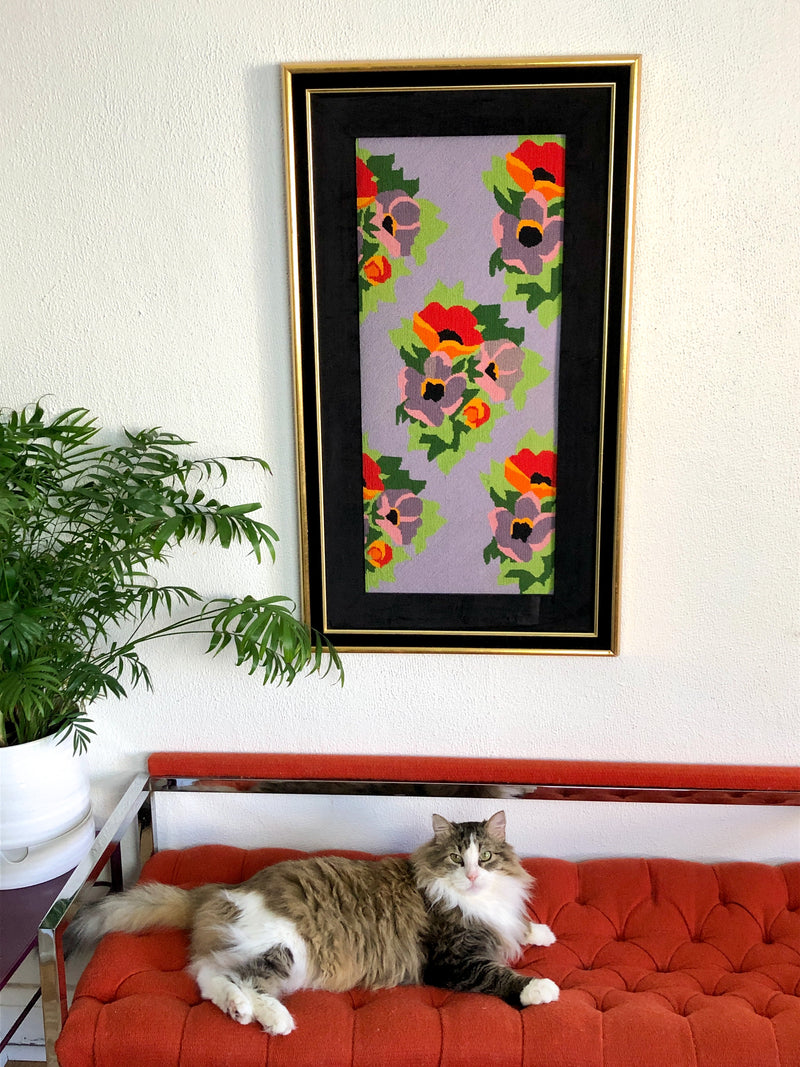 Vintage Framed Floral Needlepoint