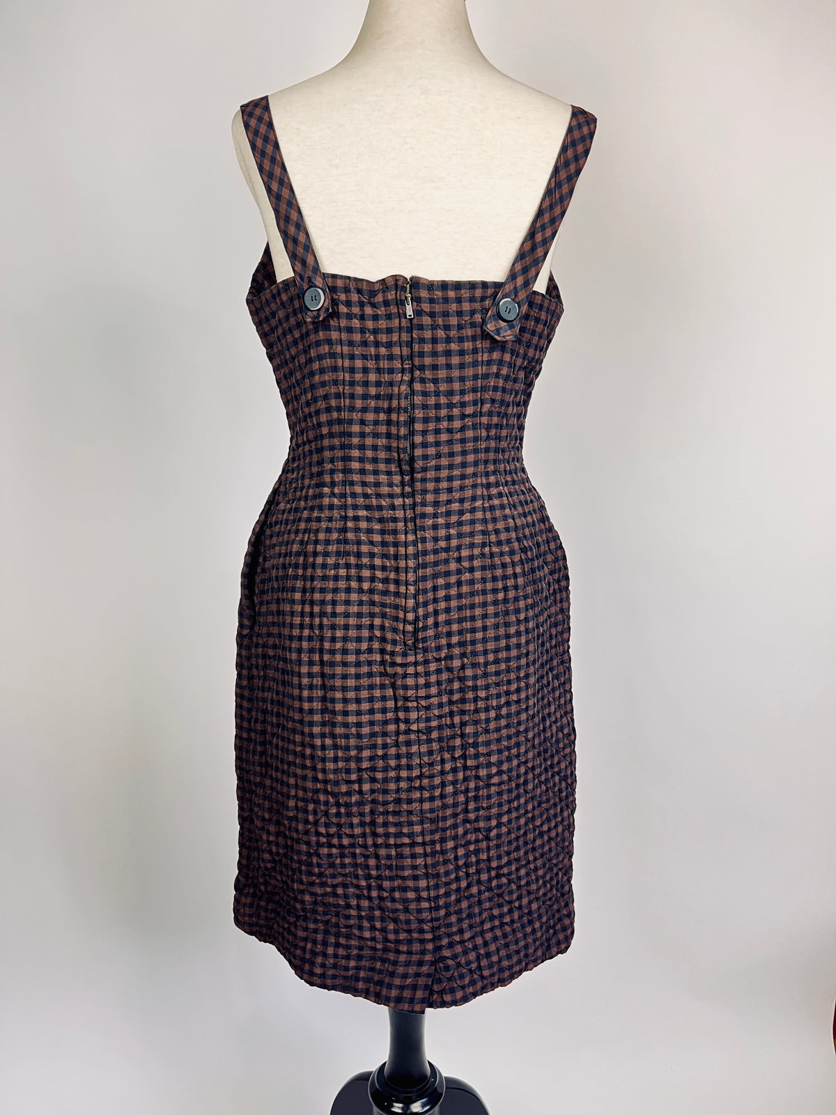 Vintage Gingham Quilted Jumper Dress