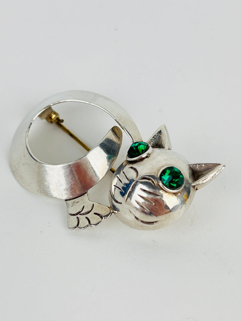 MCM Sterling Silver Cat Pin